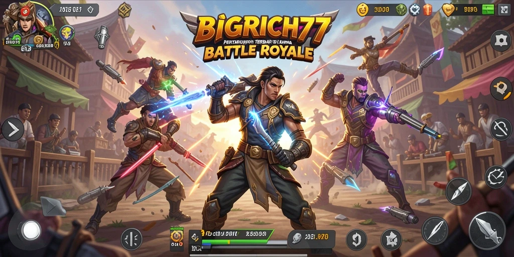 Tangkapan layar BIGRICH77 menunjukkan aksi pertarungan Battle Royale yang mendebarkan.