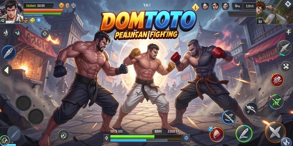 Screenshot DOMTOTO menampilkan pertarungan intens antar karakter yang penuh aksi.