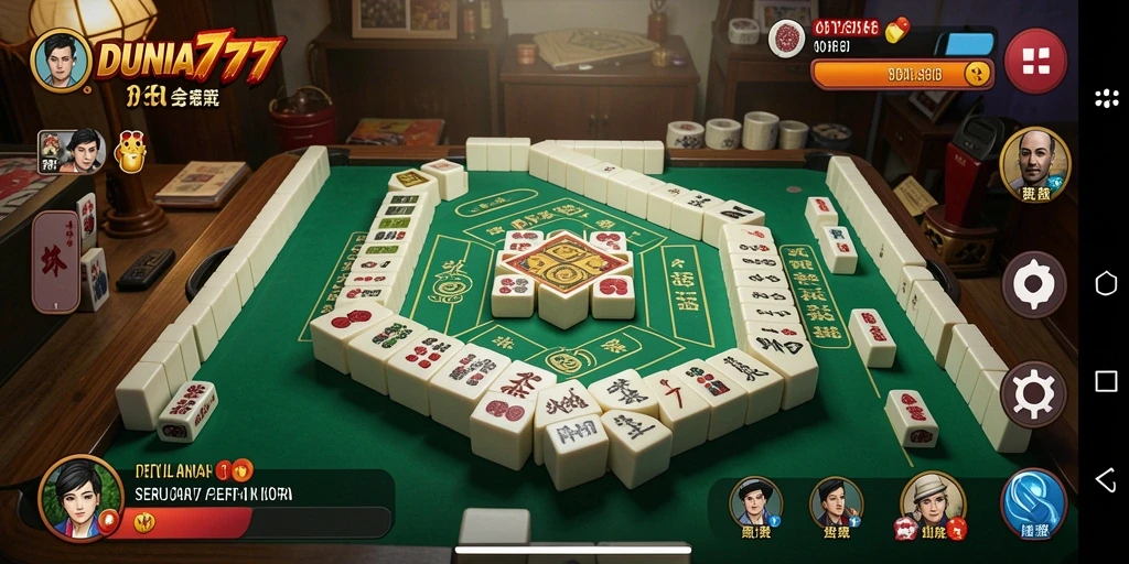 Tampilan gameplay Mahjong yang menarik dan interaktif di DUNIA777.