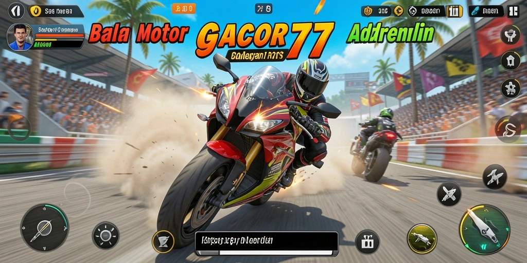 Tangkapan layar utama GACOR77 yang menunjukkan aksi balapan motor yang seru.