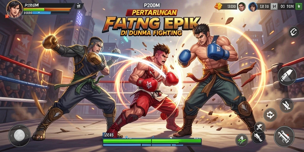 Tangkapan layar permainan P200M yang menunjukkan pertarungan yang mendebarkan.
