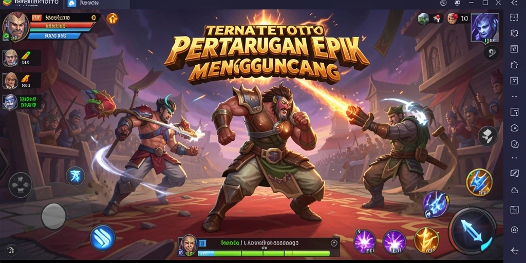 Screenshot gameplay TERNATETOTO saat pertarungan epik.