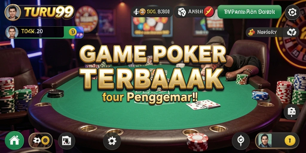 Screenshot gameplay TURU99 yang menarik dengan suasana permainan poker real-time.