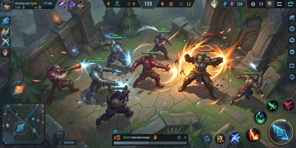 Screenshot gameplay VT38 dengan aksi seru para pahlawan MOBA.